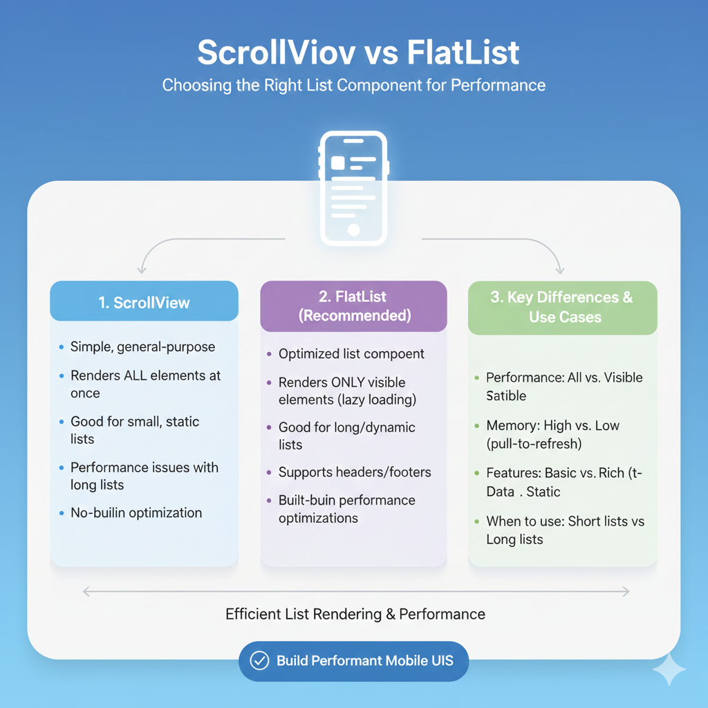  ScrollView vs FlatList in React Native: Complete Performance Guide 2025